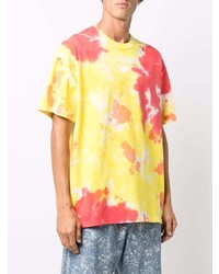 T-shirt à col rond imprimé tie-dye jaune Nike