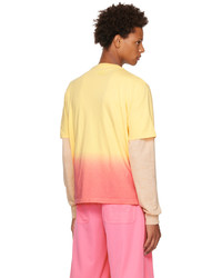 T-shirt à col rond imprimé tie-dye jaune Lanvin