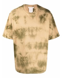 T-shirt à col rond imprimé tie-dye marron clair Acne Studios
