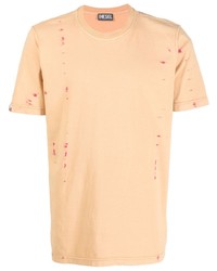 T-shirt à col rond imprimé tie-dye marron clair Diesel