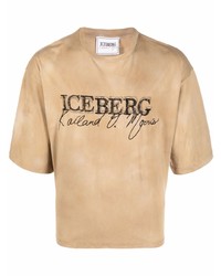 T-shirt à col rond imprimé tie-dye marron clair Iceberg