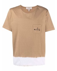 T-shirt à col rond imprimé tie-dye marron clair Nick Fouquet