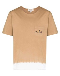 T-shirt à col rond imprimé tie-dye marron clair Nick Fouquet