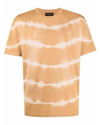 T-shirt à col rond imprimé tie-dye marron clair Roberto Collina