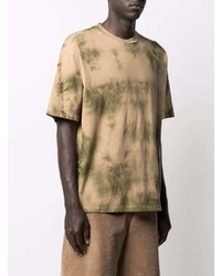 T-shirt à col rond imprimé tie-dye marron clair Acne Studios