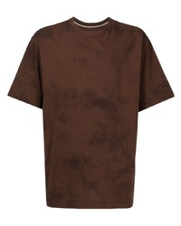 T-shirt à col rond imprimé tie-dye marron foncé Ziggy Chen