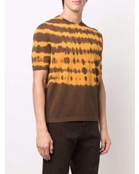 T-shirt à col rond imprimé tie-dye marron Malo