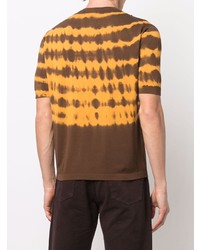 T-shirt à col rond imprimé tie-dye marron Malo