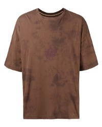 T-shirt à col rond imprimé tie-dye marron Ziggy Chen
