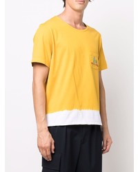 T-shirt à col rond imprimé tie-dye moutarde Nick Fouquet