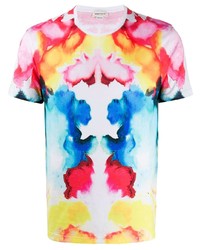 T-shirt à col rond imprimé tie-dye multicolore Alexander McQueen