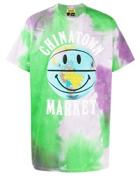T-shirt à col rond imprimé tie-dye multicolore Chinatown Market