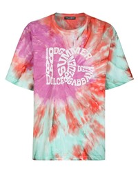 T-shirt à col rond imprimé tie-dye multicolore Dolce & Gabbana
