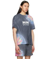 T-shirt à col rond imprimé tie-dye multicolore MSGM