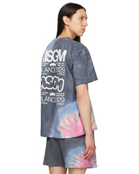 T-shirt à col rond imprimé tie-dye multicolore MSGM