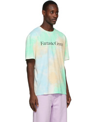 T-shirt à col rond imprimé tie-dye multicolore MSGM