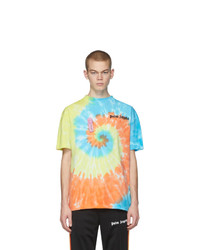 T-shirt à col rond imprimé tie-dye multicolore Palm Angels