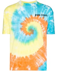 T-shirt à col rond imprimé tie-dye multicolore Palm Angels
