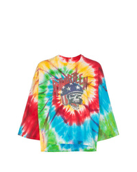T-shirt à col rond imprimé tie-dye multicolore R13