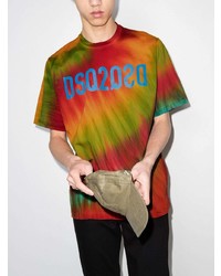 T-shirt à col rond imprimé tie-dye multicolore DSQUARED2