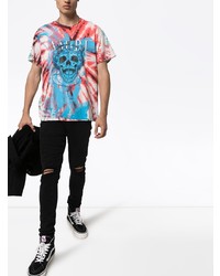 T-shirt à col rond imprimé tie-dye multicolore Amiri