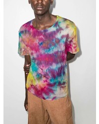 T-shirt à col rond imprimé tie-dye multicolore The Elder Statesman