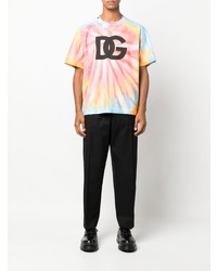 T-shirt à col rond imprimé tie-dye multicolore Dolce & Gabbana