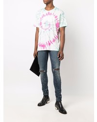 T-shirt à col rond imprimé tie-dye multicolore Amiri