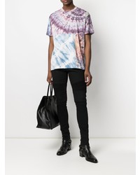 T-shirt à col rond imprimé tie-dye multicolore Amiri