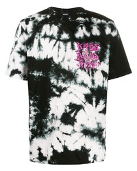T-shirt à col rond imprimé tie-dye noir et blanc Diesel