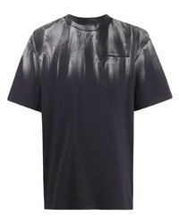 T-shirt à col rond imprimé tie-dye noir et blanc Feng Chen Wang