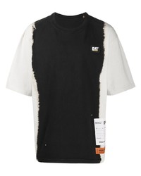 T-shirt à col rond imprimé tie-dye noir et blanc Heron Preston