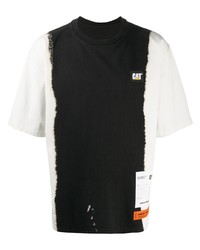T-shirt à col rond imprimé tie-dye noir et blanc Heron Preston