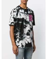 T-shirt à col rond imprimé tie-dye noir et blanc Diesel