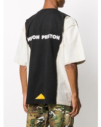 T-shirt à col rond imprimé tie-dye noir et blanc Heron Preston