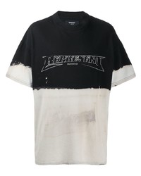 T-shirt à col rond imprimé tie-dye noir et blanc Represent