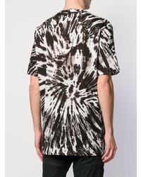 T-shirt à col rond imprimé tie-dye noir et blanc DSQUARED2