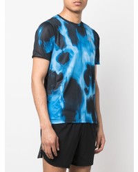 T-shirt à col rond imprimé tie-dye noir et bleu New Balance