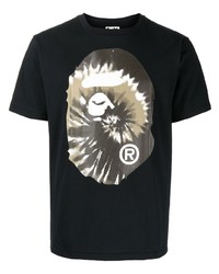 T-shirt à col rond imprimé tie-dye noir A Bathing Ape