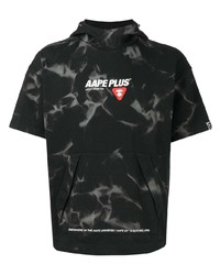 T-shirt à col rond imprimé tie-dye noir AAPE BY A BATHING APE