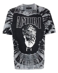 T-shirt à col rond imprimé tie-dye noir Amiri