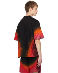 T-shirt à col rond imprimé tie-dye noir DSQUARED2