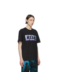 T-shirt à col rond imprimé tie-dye noir MSGM