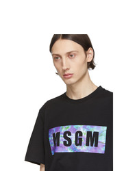 T-shirt à col rond imprimé tie-dye noir MSGM