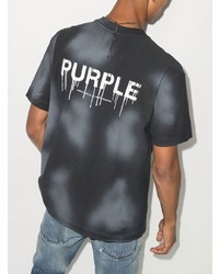 T-shirt à col rond imprimé tie-dye noir purple brand