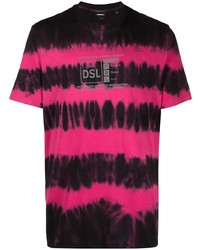 T-shirt à col rond imprimé tie-dye noir Diesel