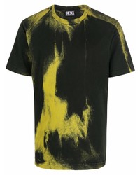 T-shirt à col rond imprimé tie-dye noir Diesel