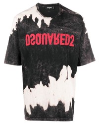 T-shirt à col rond imprimé tie-dye noir DSQUARED2