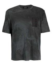 T-shirt à col rond imprimé tie-dye noir Ea7 Emporio Armani