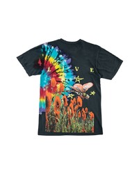 T-shirt à col rond imprimé tie-dye noir Travis Scott Astroworld